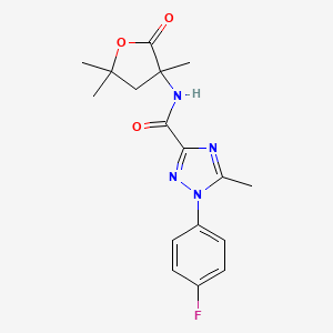 molecular formula C17H19FN4O3 B6968522 1-(4-fluorophenyl)-5-methyl-N-(3,5,5-trimethyl-2-oxooxolan-3-yl)-1,2,4-triazole-3-carboxamide 