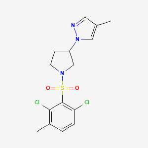 molecular formula C15H17Cl2N3O2S B6968551 1-[1-(2,6-Dichloro-3-methylphenyl)sulfonylpyrrolidin-3-yl]-4-methylpyrazole 