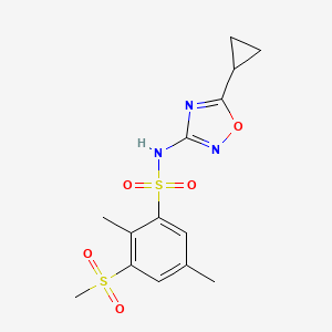 molecular formula C14H17N3O5S2 B6968609 N-(5-cyclopropyl-1,2,4-oxadiazol-3-yl)-2,5-dimethyl-3-methylsulfonylbenzenesulfonamide 