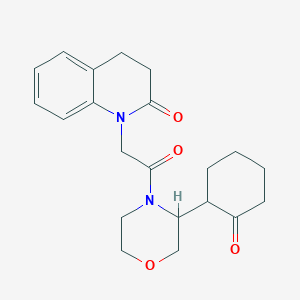 molecular formula C21H26N2O4 B6968620 1-[2-Oxo-2-[3-(2-oxocyclohexyl)morpholin-4-yl]ethyl]-3,4-dihydroquinolin-2-one 