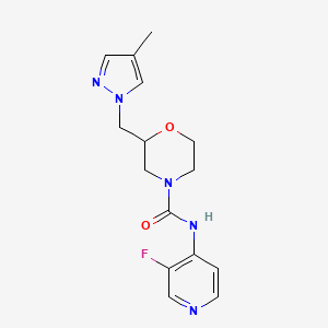 molecular formula C15H18FN5O2 B6968625 N-(3-fluoropyridin-4-yl)-2-[(4-methylpyrazol-1-yl)methyl]morpholine-4-carboxamide 