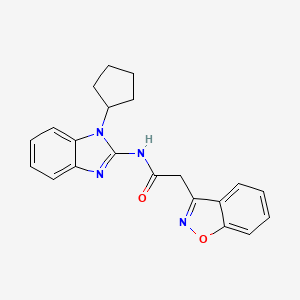 molecular formula C21H20N4O2 B6968653 2-(1,2-benzoxazol-3-yl)-N-(1-cyclopentylbenzimidazol-2-yl)acetamide 