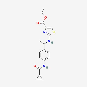 Ethyl 2-[1-[4-(cyclopropanecarbonylamino)phenyl]ethylamino]-1,3-thiazole-4-carboxylate