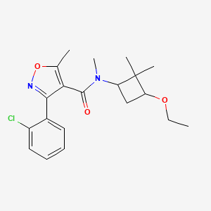 molecular formula C20H25ClN2O3 B6968695 3-(2-chlorophenyl)-N-(3-ethoxy-2,2-dimethylcyclobutyl)-N,5-dimethyl-1,2-oxazole-4-carboxamide 