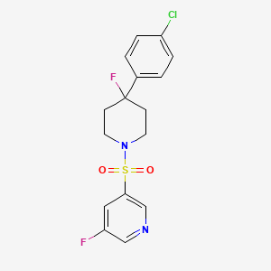 molecular formula C16H15ClF2N2O2S B6968795 3-[4-(4-Chlorophenyl)-4-fluoropiperidin-1-yl]sulfonyl-5-fluoropyridine 