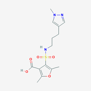 molecular formula C14H19N3O5S B6968859 2,5-Dimethyl-4-[3-(1-methylpyrazol-4-yl)propylsulfamoyl]furan-3-carboxylic acid 