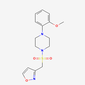 molecular formula C15H19N3O4S B6968874 3-[[4-(2-Methoxyphenyl)piperazin-1-yl]sulfonylmethyl]-1,2-oxazole 