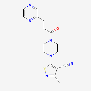 3-Methyl-5-[4-(3-pyrazin-2-ylpropanoyl)piperazin-1-yl]-1,2-thiazole-4-carbonitrile