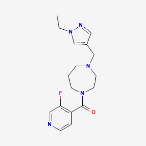 molecular formula C17H22FN5O B6968935 [4-[(1-Ethylpyrazol-4-yl)methyl]-1,4-diazepan-1-yl]-(3-fluoropyridin-4-yl)methanone 