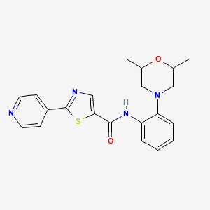 molecular formula C21H22N4O2S B6968937 N-[2-(2,6-dimethylmorpholin-4-yl)phenyl]-2-pyridin-4-yl-1,3-thiazole-5-carboxamide 