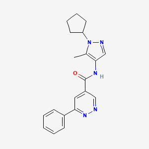 molecular formula C20H21N5O B6968952 N-(1-cyclopentyl-5-methylpyrazol-4-yl)-6-phenylpyridazine-4-carboxamide 