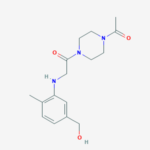 molecular formula C16H23N3O3 B6968989 1-(4-Acetylpiperazin-1-yl)-2-[5-(hydroxymethyl)-2-methylanilino]ethanone 