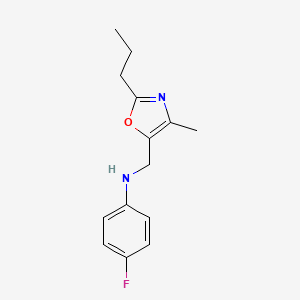 4-fluoro-N-[(4-methyl-2-propyl-1,3-oxazol-5-yl)methyl]aniline