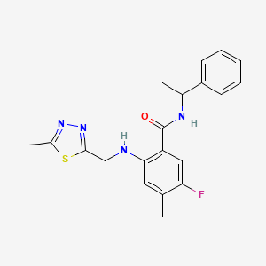 5-fluoro-4-methyl-2-[(5-methyl-1,3,4-thiadiazol-2-yl)methylamino]-N-(1-phenylethyl)benzamide