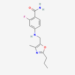 molecular formula C15H18FN3O2 B6969009 2-Fluoro-4-[(4-methyl-2-propyl-1,3-oxazol-5-yl)methylamino]benzamide 