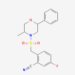 5-Fluoro-2-[(5-methyl-2-phenylmorpholin-4-yl)sulfonylmethyl]benzonitrile