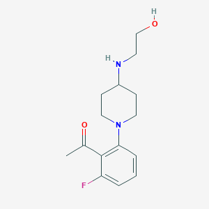 molecular formula C15H21FN2O2 B6969043 1-[2-Fluoro-6-[4-(2-hydroxyethylamino)piperidin-1-yl]phenyl]ethanone 