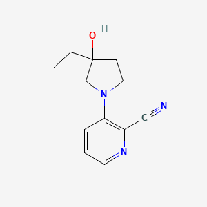 molecular formula C12H15N3O B6969050 3-(3-Ethyl-3-hydroxypyrrolidin-1-yl)pyridine-2-carbonitrile 