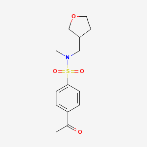 molecular formula C14H19NO4S B6969053 4-acetyl-N-methyl-N-(oxolan-3-ylmethyl)benzenesulfonamide 