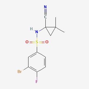 molecular formula C12H12BrFN2O2S B6969060 3-bromo-N-(1-cyano-2,2-dimethylcyclopropyl)-4-fluorobenzenesulfonamide 