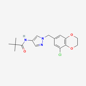 molecular formula C17H20ClN3O3 B6969074 N-[1-[(5-chloro-2,3-dihydro-1,4-benzodioxin-7-yl)methyl]pyrazol-4-yl]-2,2-dimethylpropanamide 