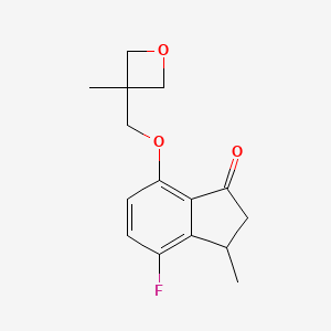 molecular formula C15H17FO3 B6969088 4-Fluoro-3-methyl-7-[(3-methyloxetan-3-yl)methoxy]-2,3-dihydroinden-1-one 