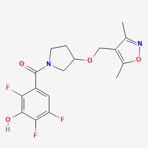 molecular formula C17H17F3N2O4 B6969091 [3-[(3,5-Dimethyl-1,2-oxazol-4-yl)methoxy]pyrrolidin-1-yl]-(2,4,5-trifluoro-3-hydroxyphenyl)methanone 