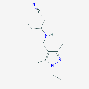 molecular formula C13H22N4 B6969107 3-[(1-Ethyl-3,5-dimethylpyrazol-4-yl)methylamino]pentanenitrile 