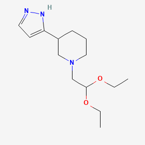 molecular formula C14H25N3O2 B6969169 1-(2,2-diethoxyethyl)-3-(1H-pyrazol-5-yl)piperidine 