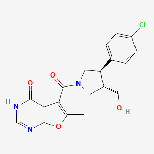 molecular formula C19H18ClN3O4 B6969175 5-[(3R,4S)-3-(4-chlorophenyl)-4-(hydroxymethyl)pyrrolidine-1-carbonyl]-6-methyl-3H-furo[2,3-d]pyrimidin-4-one 