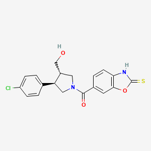 molecular formula C19H17ClN2O3S B6969205 [(3R,4S)-3-(4-chlorophenyl)-4-(hydroxymethyl)pyrrolidin-1-yl]-(2-sulfanylidene-3H-1,3-benzoxazol-6-yl)methanone 