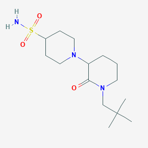 molecular formula C15H29N3O3S B6969224 1-[1-(2,2-Dimethylpropyl)-2-oxopiperidin-3-yl]piperidine-4-sulfonamide 