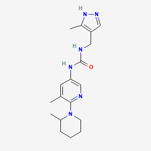 molecular formula C18H26N6O B6969265 1-[5-methyl-6-(2-methylpiperidin-1-yl)pyridin-3-yl]-3-[(5-methyl-1H-pyrazol-4-yl)methyl]urea 