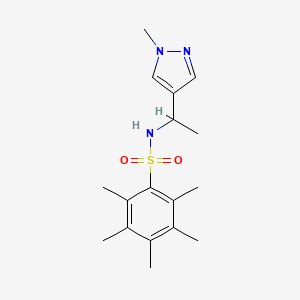 2,3,4,5,6-pentamethyl-N-[1-(1-methylpyrazol-4-yl)ethyl]benzenesulfonamide