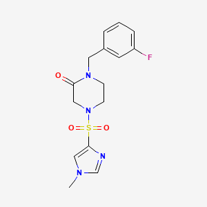 molecular formula C15H17FN4O3S B6969327 1-[(3-Fluorophenyl)methyl]-4-(1-methylimidazol-4-yl)sulfonylpiperazin-2-one 