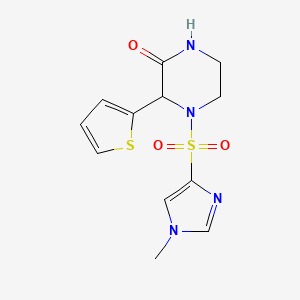 molecular formula C12H14N4O3S2 B6969335 4-(1-Methylimidazol-4-yl)sulfonyl-3-thiophen-2-ylpiperazin-2-one 