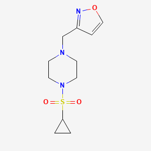 molecular formula C11H17N3O3S B6969412 3-[(4-Cyclopropylsulfonylpiperazin-1-yl)methyl]-1,2-oxazole 