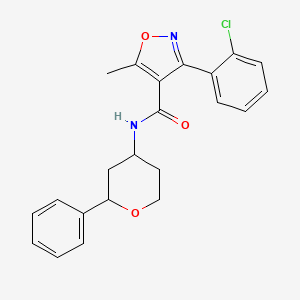 molecular formula C22H21ClN2O3 B6969482 3-(2-chlorophenyl)-5-methyl-N-(2-phenyloxan-4-yl)-1,2-oxazole-4-carboxamide 