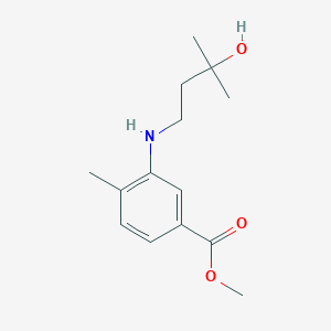 molecular formula C14H21NO3 B6969507 Methyl 3-[(3-hydroxy-3-methylbutyl)amino]-4-methylbenzoate 