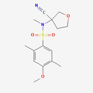 molecular formula C15H20N2O4S B6969556 N-(3-cyanooxolan-3-yl)-4-methoxy-N,2,5-trimethylbenzenesulfonamide 