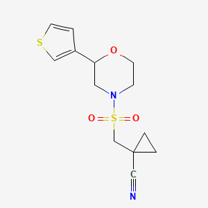 1-[(2-Thiophen-3-ylmorpholin-4-yl)sulfonylmethyl]cyclopropane-1-carbonitrile