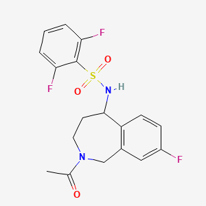 molecular formula C18H17F3N2O3S B6969628 N-(2-acetyl-8-fluoro-1,3,4,5-tetrahydro-2-benzazepin-5-yl)-2,6-difluorobenzenesulfonamide 