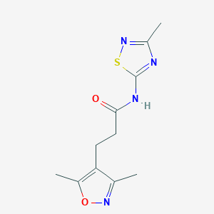 molecular formula C11H14N4O2S B6969644 3-(3,5-dimethyl-1,2-oxazol-4-yl)-N-(3-methyl-1,2,4-thiadiazol-5-yl)propanamide 