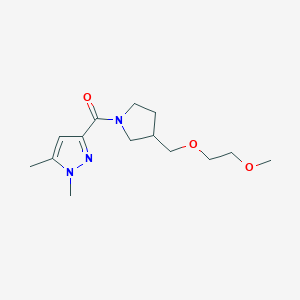 molecular formula C14H23N3O3 B6969650 (1,5-Dimethylpyrazol-3-yl)-[3-(2-methoxyethoxymethyl)pyrrolidin-1-yl]methanone 