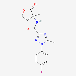 molecular formula C15H15FN4O3 B6969708 1-(4-fluorophenyl)-5-methyl-N-(3-methyl-2-oxooxolan-3-yl)-1,2,4-triazole-3-carboxamide 