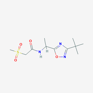 N-[1-(3-tert-butyl-1,2,4-oxadiazol-5-yl)ethyl]-2-methylsulfonylacetamide