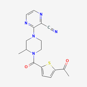 molecular formula C17H17N5O2S B6969784 3-[4-(5-Acetylthiophene-2-carbonyl)-3-methylpiperazin-1-yl]pyrazine-2-carbonitrile 