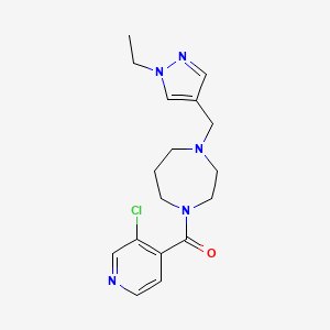 molecular formula C17H22ClN5O B6969801 (3-Chloropyridin-4-yl)-[4-[(1-ethylpyrazol-4-yl)methyl]-1,4-diazepan-1-yl]methanone 