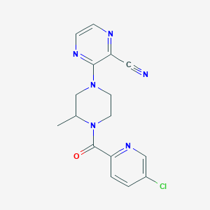 molecular formula C16H15ClN6O B6969811 3-[4-(5-Chloropyridine-2-carbonyl)-3-methylpiperazin-1-yl]pyrazine-2-carbonitrile 