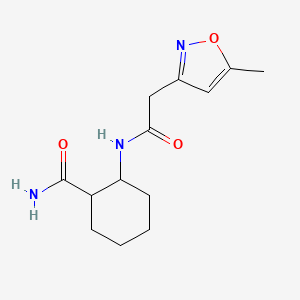 molecular formula C13H19N3O3 B6969851 2-[[2-(5-Methyl-1,2-oxazol-3-yl)acetyl]amino]cyclohexane-1-carboxamide 